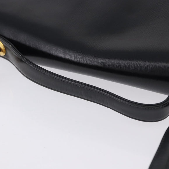 Christian Dior Hand Bag Calf Skin 2way Black Gold Auth 196348A