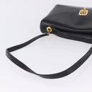 Christian Dior Hand Bag Calf Skin 2way Black Gold Auth 196348A-9