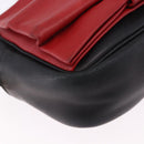 PRADA Ribbon Shoulder Bag Leather Black Gold Auth 196349A-9
