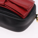 PRADA Ribbon Shoulder Bag Leather Black Gold Auth 196349A-14
