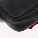 PRADA Ribbon Shoulder Bag Leather Black Gold Auth 196349A-16