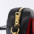 PRADA Ribbon Shoulder Bag Leather Black Gold Auth 196349A-10