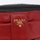 PRADA Ribbon Shoulder Bag Leather Black Gold Auth 196349A-17