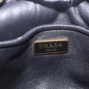 PRADA Ribbon Shoulder Bag Leather Black Gold Auth 196349A-18