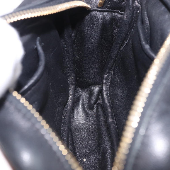 PRADA Ribbon Shoulder Bag Leather Black Gold Auth 196349A