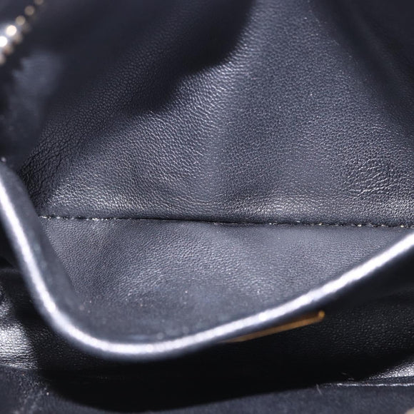 PRADA Ribbon Shoulder Bag Leather Black Gold Auth 196349A