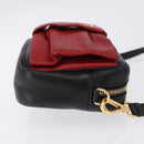 PRADA Ribbon Shoulder Bag Leather Black Gold Auth 196349A-3