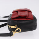 PRADA Ribbon Shoulder Bag Leather Black Gold Auth 196349A-4