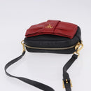 PRADA Ribbon Shoulder Bag Leather Black Gold Auth 196349A-6