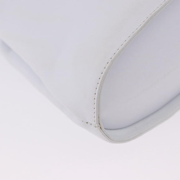 Salvatore Ferragamo Gancini Hand Bag Leather 2way White Gold Auth 196350