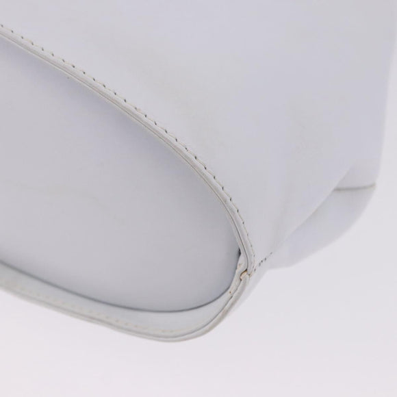 Salvatore Ferragamo Gancini Hand Bag Leather 2way White Gold Auth 196350