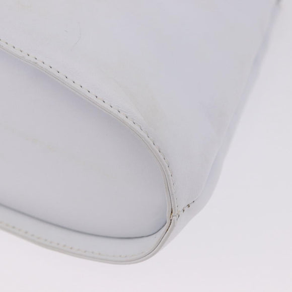 Salvatore Ferragamo Gancini Hand Bag Leather 2way White Gold Auth 196350