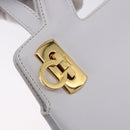 Salvatore Ferragamo Gancini Hand Bag Leather 2way White Gold Auth 196350-18