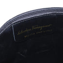 Salvatore Ferragamo Gancini Hand Bag Leather 2way White Gold Auth 196350-12