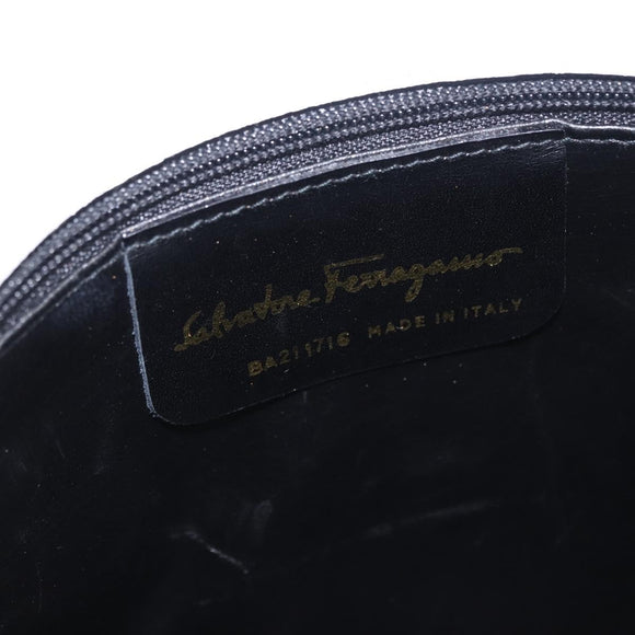 Salvatore Ferragamo Gancini Hand Bag Leather 2way White Gold Auth 196350
