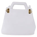 Salvatore Ferragamo Gancini Hand Bag Leather 2way White Gold Auth 196350-13