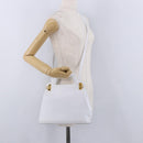 Salvatore Ferragamo Gancini Hand Bag Leather 2way White Gold Auth 196350-23