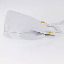 Salvatore Ferragamo Gancini Hand Bag Leather 2way White Gold Auth 196350-3