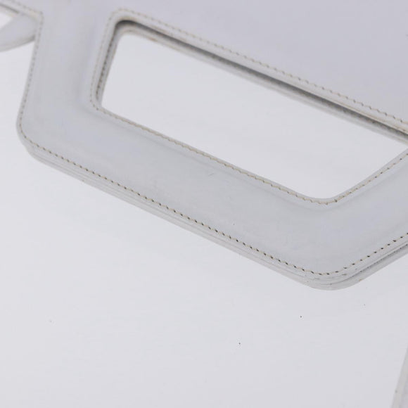 Salvatore Ferragamo Gancini Hand Bag Leather 2way White Gold Auth 196350