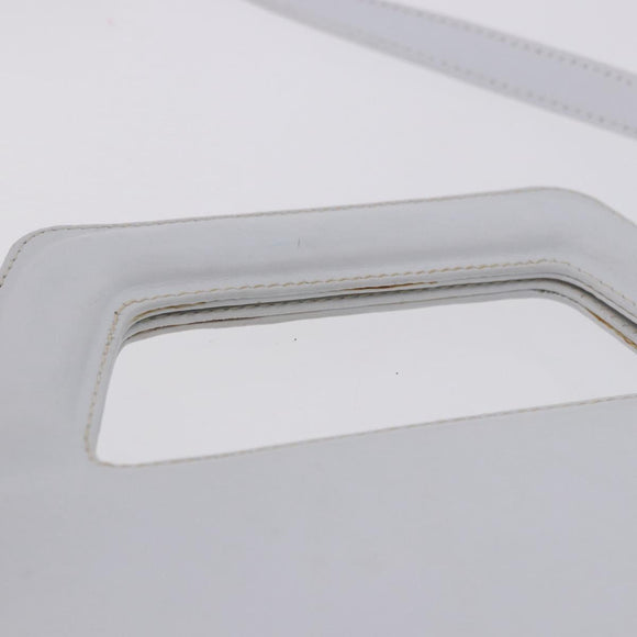 Salvatore Ferragamo Gancini Hand Bag Leather 2way White Gold Auth 196350
