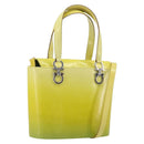 Salvatore Ferragamo Gancini Hand Bag Leather 2way Yellow Silver Auth 196351-1