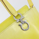 Salvatore Ferragamo Gancini Hand Bag Leather 2way Yellow Silver Auth 196351-17