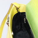 Salvatore Ferragamo Gancini Hand Bag Leather 2way Yellow Silver Auth 196351-22