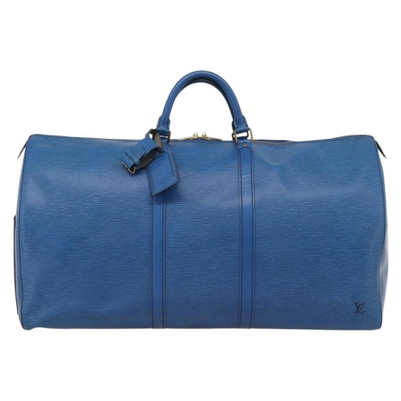 LOUIS VUITTON Epi Keepall 60 Boston Bag Blue M42945 LV Auth 196353A