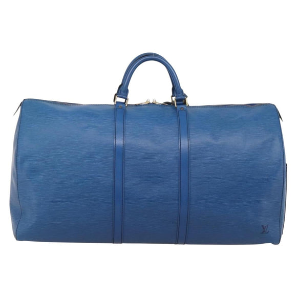 LOUIS VUITTON Epi Keepall 60 Boston Bag Blue M42945 LV Auth 196353A
