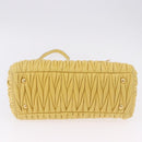 Miu Miu Matelasse Hand Bag Lamb Skin 2way Yellow Gold Auth 196355M-11