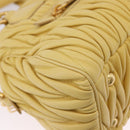 Miu Miu Matelasse Hand Bag Lamb Skin 2way Yellow Gold Auth 196355M-12