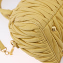 Miu Miu Matelasse Hand Bag Lamb Skin 2way Yellow Gold Auth 196355M-14