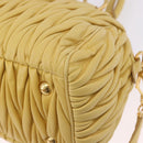 Miu Miu Matelasse Hand Bag Lamb Skin 2way Yellow Gold Auth 196355M-15
