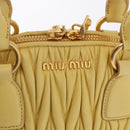 Miu Miu Matelasse Hand Bag Lamb Skin 2way Yellow Gold Auth 196355M-16