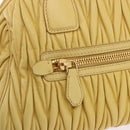 Miu Miu Matelasse Hand Bag Lamb Skin 2way Yellow Gold Auth 196355M-17
