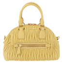 Miu Miu Matelasse Hand Bag Lamb Skin 2way Yellow Gold Auth 196355M-2
