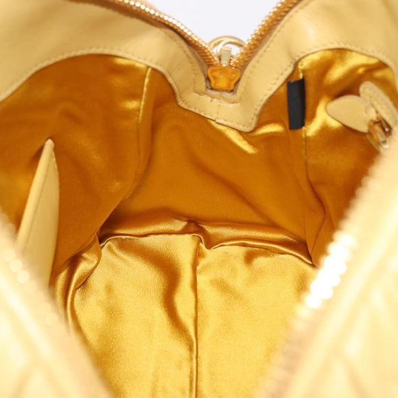 Miu Miu Matelasse Hand Bag Lamb Skin 2way Yellow Gold Auth 196355M