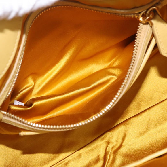 Miu Miu Matelasse Hand Bag Lamb Skin 2way Yellow Gold Auth 196355M