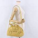 Miu Miu Matelasse Hand Bag Lamb Skin 2way Yellow Gold Auth 196355M-27