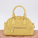 Miu Miu Matelasse Hand Bag Lamb Skin 2way Yellow Gold Auth 196355M-28