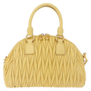 Miu Miu Matelasse Hand Bag Lamb Skin 2way Yellow Gold Auth 196355M-3