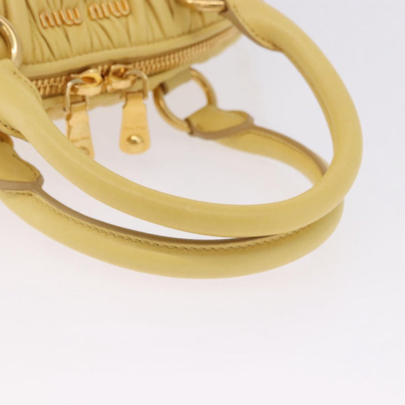 Miu Miu Matelasse Hand Bag Lamb Skin 2way Yellow Gold Auth 196355M