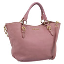 Miu Miu Hand Bag Leather 2way Pink Gold Auth 196356-1