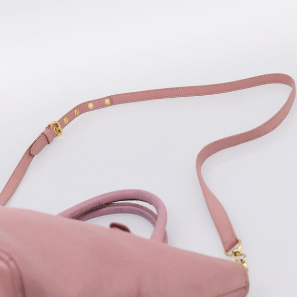 Miu Miu Hand Bag Leather 2way Pink Gold Auth 196356