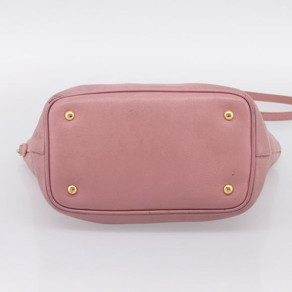 Miu Miu Hand Bag Leather 2way Pink Gold Auth 196356