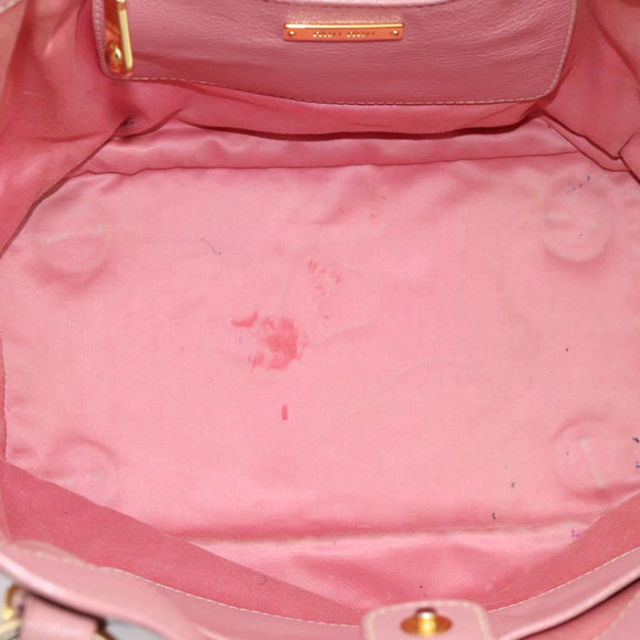 Miu Miu Hand Bag Leather 2way Pink Gold Auth 196356