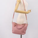 Miu Miu Hand Bag Leather 2way Pink Gold Auth 196356-25