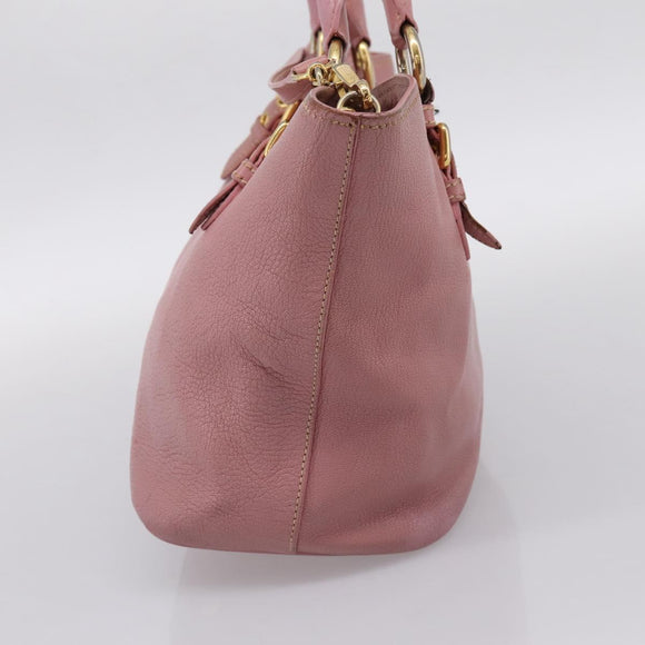 Miu Miu Hand Bag Leather 2way Pink Gold Auth 196356