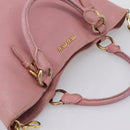 Miu Miu Hand Bag Leather 2way Pink Gold Auth 196356-6