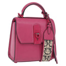 Salvatore Ferragamo Gancini Hand Bag Leather 2way Pink Silver Auth 196358A-1